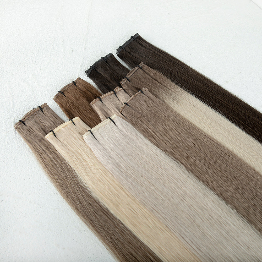 Leshine New Design handtied wefts Invisible Flat Weft Weave Human Hair Extensions Vendors Seamless Genius Weft